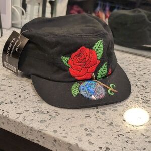 Black Rose Embroidered Women's Hat